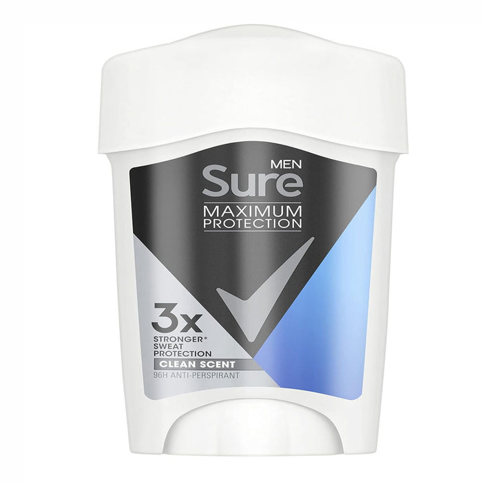 Sure Maximum Protection Anti-Perspirant Clean Scent Deodorant Cream for Men, 45ml