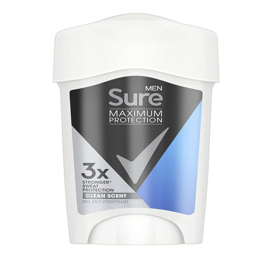 Sure Maximum Protection Anti-Perspirant Clean Scent Deodorant Cream for Men, 45ml