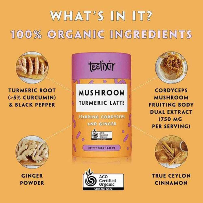 Teelixir Organic Mushroom Turmeric Latte - 100g - L'Organic