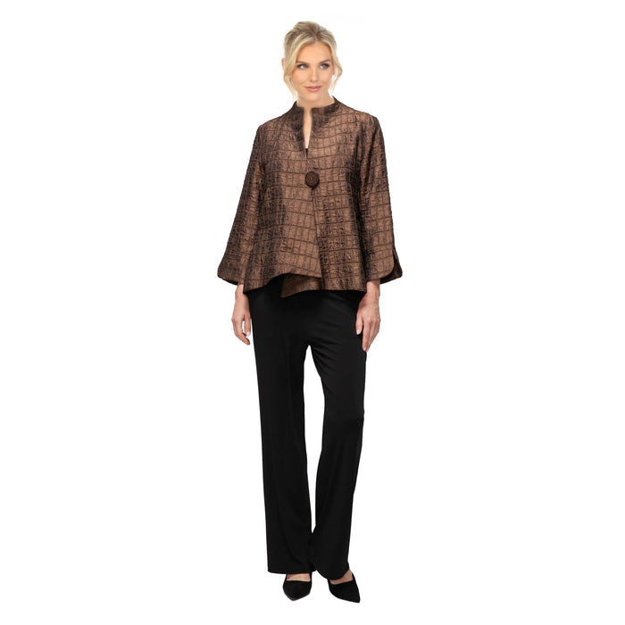 Textured Jacquard Asymmetric Jacket in Brown - 6288J-BN