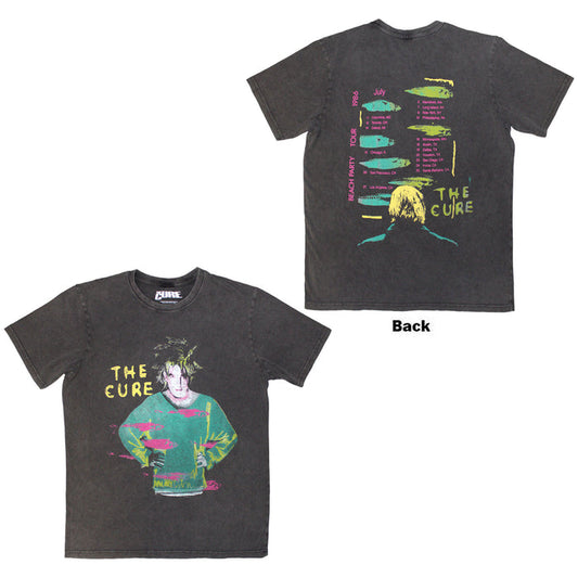 CURE, THE - BEACH PARTY TOUR '86 - Stone Wash T-Shirt Grey (Back Print)