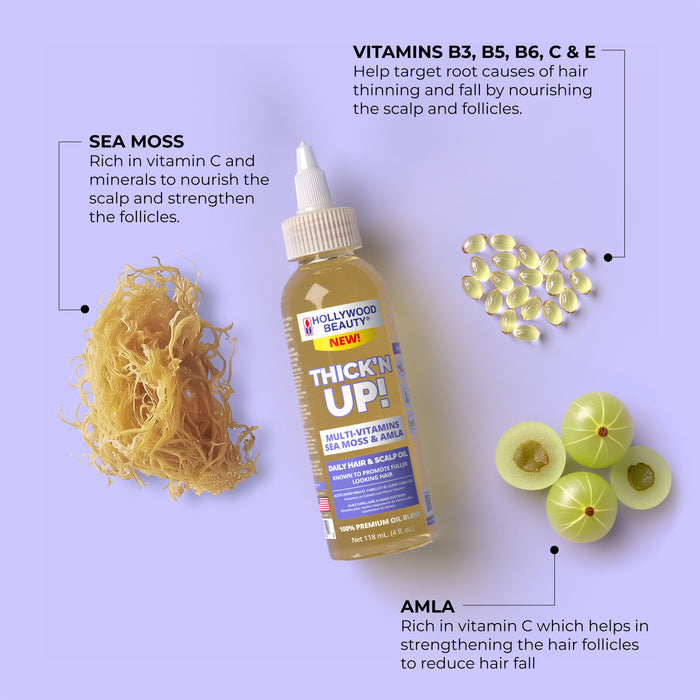 Thick'N Up! Multi-Vitamins, Sea Moss & Amla Daily Skin & Scalp Oil - 4 fl oz