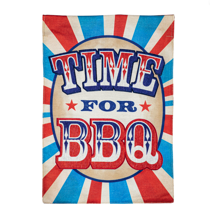 Time for BBQ Garden Burlap Garden Flag