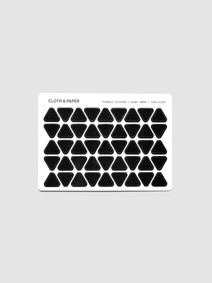 One sheet of high gloss, black triangle stickers