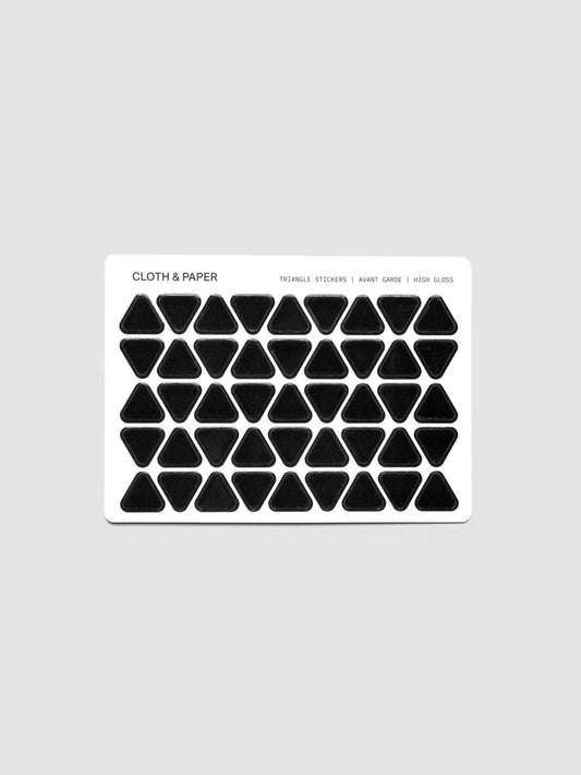 One sheet of high gloss, black triangle stickers