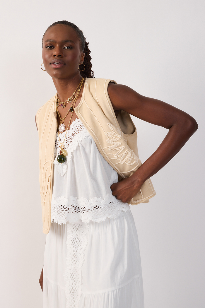 V Neck Lace Adjustable Straps Blouse_2