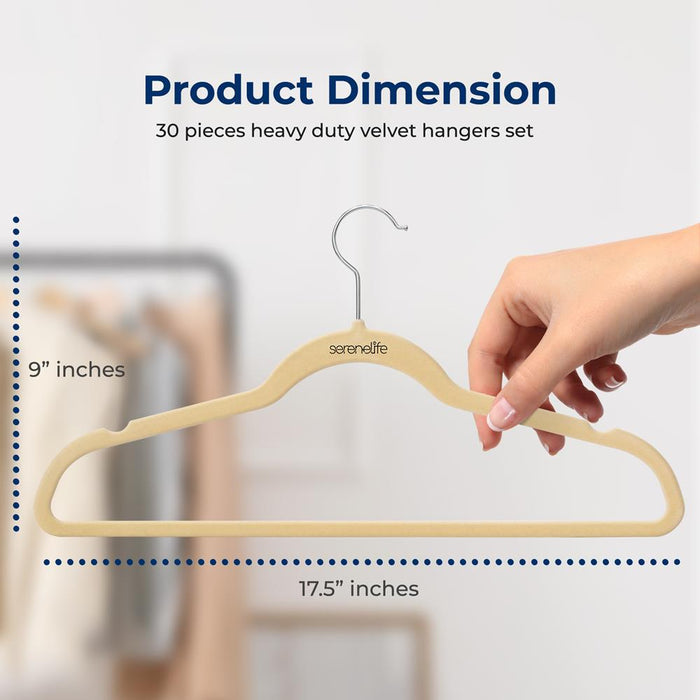 Velvet Hangers 30-Pack, Non-Slip, Space-Saving, 360° Swivel, Ivory