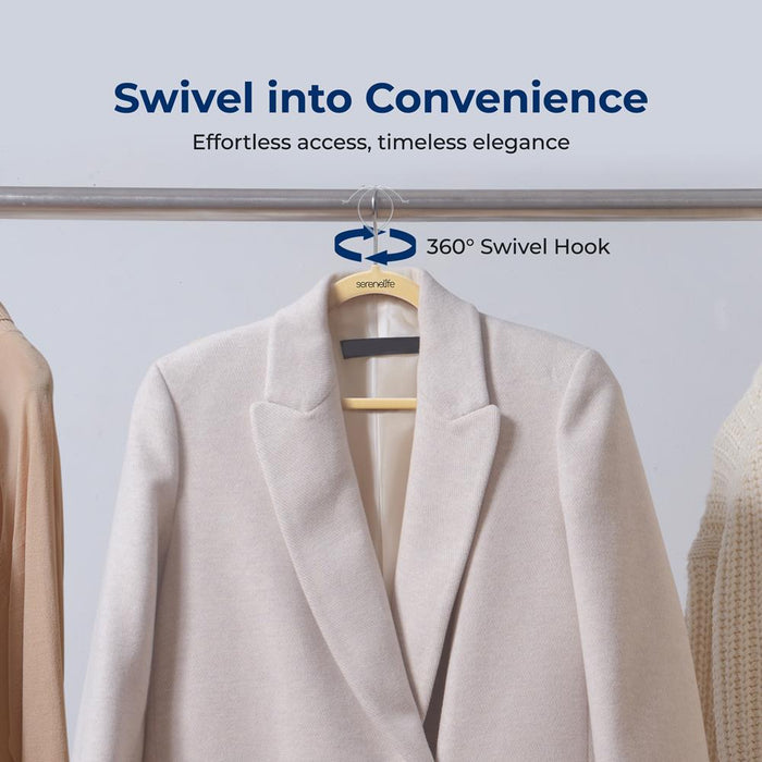 Velvet Hangers 30-Pack, Non-Slip, Space-Saving, 360° Swivel, Ivory