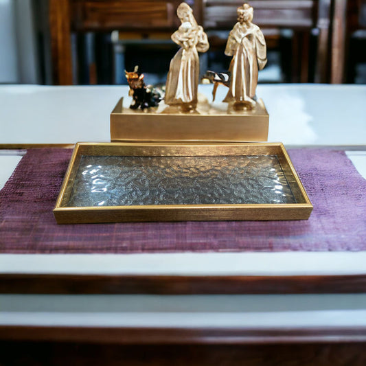 Versatile Gold Border Elegant Serving Glass Tray