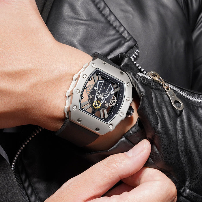 W3833 - Curved Mirror Hollow Surface Men's Watch