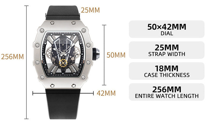 W3833 - Curved Mirror Hollow Surface Men's Watch