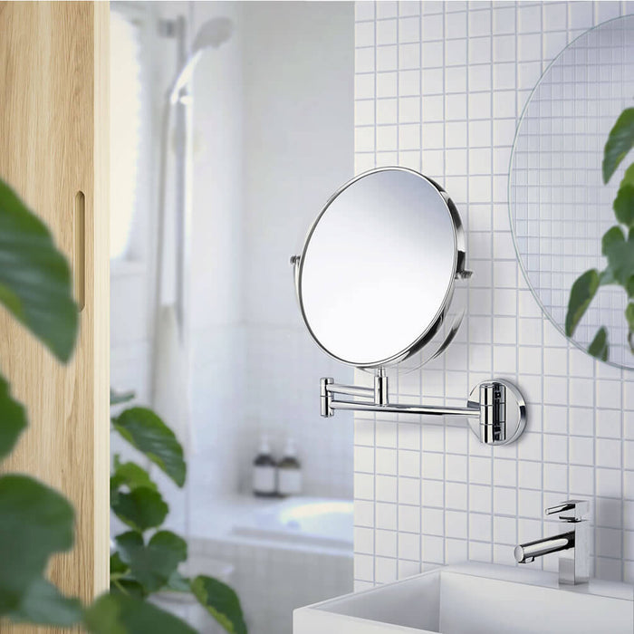 Wall-Mount 7x/1x Makeup Mirror, Chrome - Beslagsboden