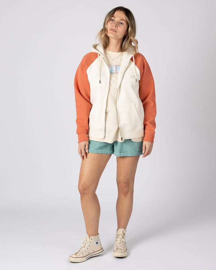 Waves For Days Women Zip Through Hoodie in Cream