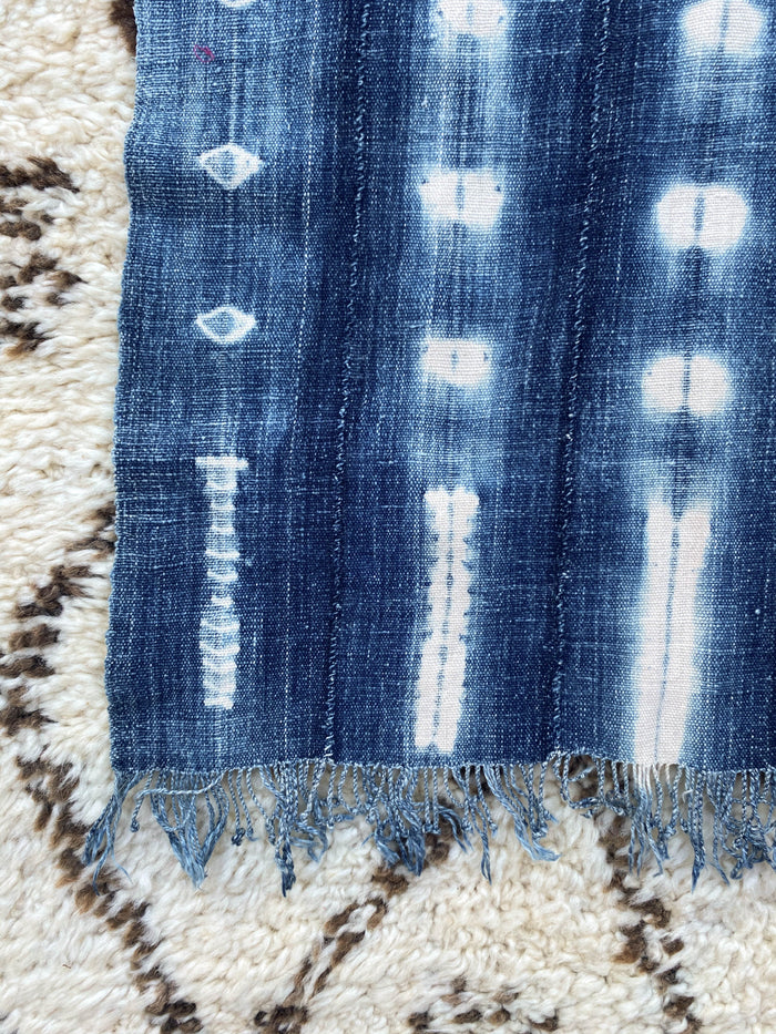 West African Mali Shibori Indigo Throw XVIII
