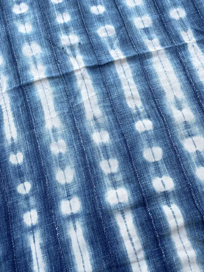 West African Mali Shibori Indigo Throw XVIII
