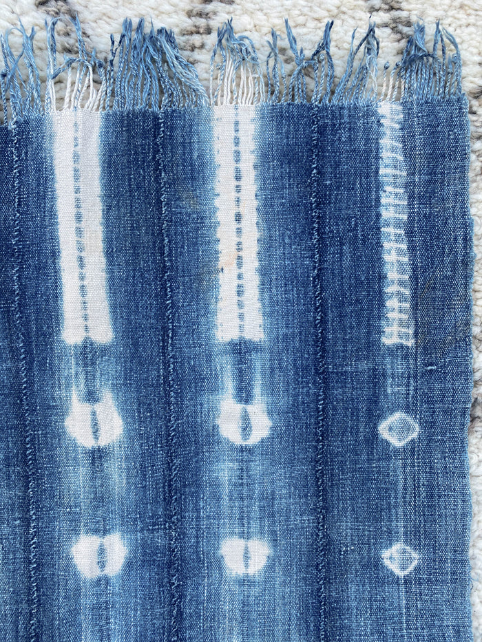 West African Mali Shibori Indigo Throw XVIII