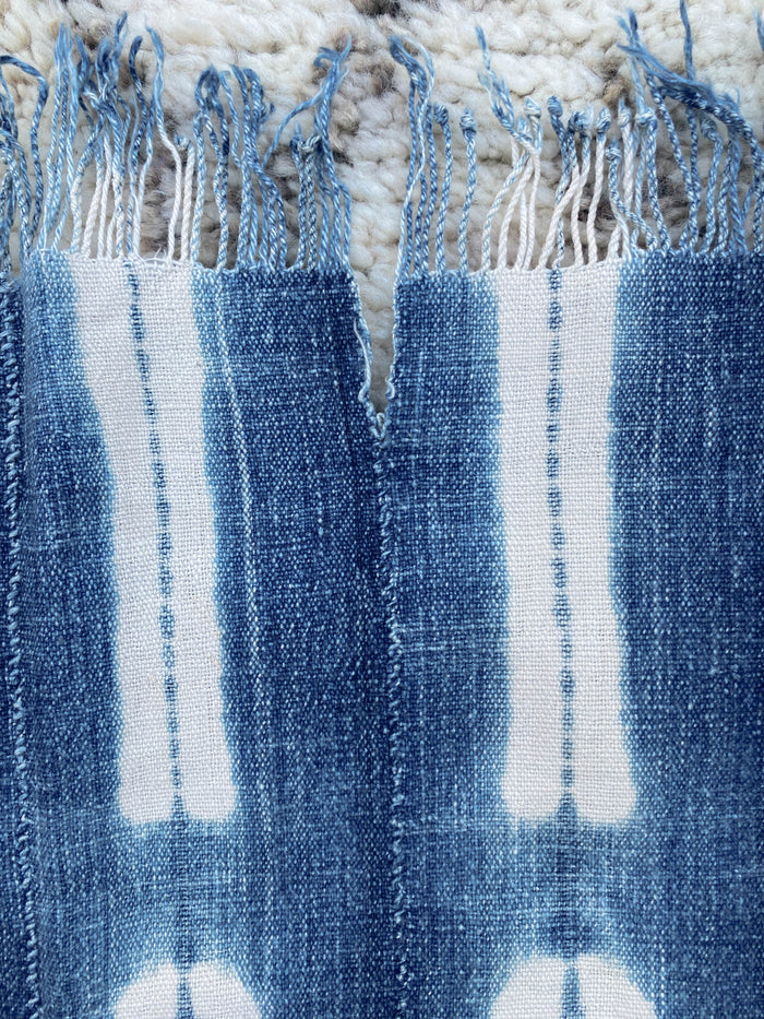 West African Mali Shibori Indigo Throw XVIII