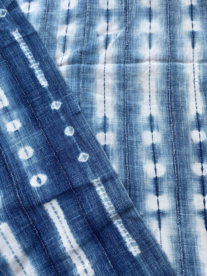 West African Mali Shibori Indigo Throw XVIII