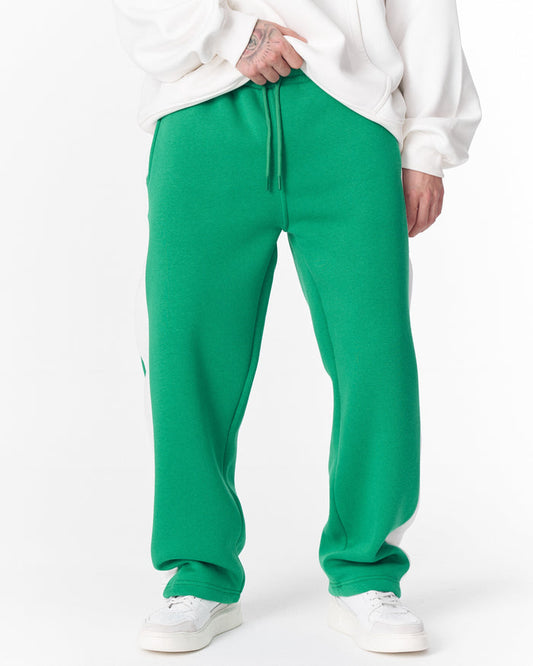 White-Green Sweatpants With Stripes on Side