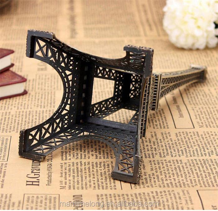 White Whale Antique Finish 3D Metal Paris Eiffel Tower Metal Craft Famous Landmark Building Metal Statue, Cabinet, Office, Gifts Decorative