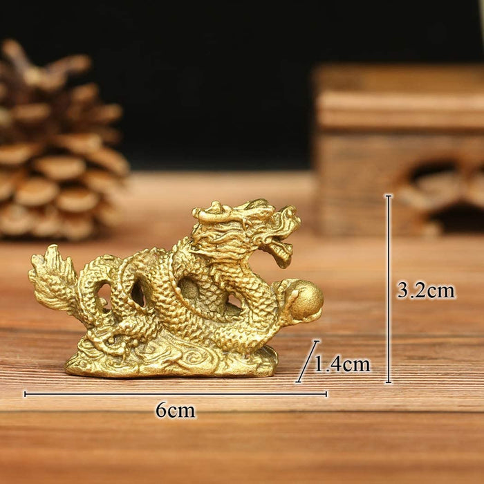 White Whale Fnegshui Handmade Brass Mini Magic Millennium Dragon Statue Office Table Decor Gift Collectible