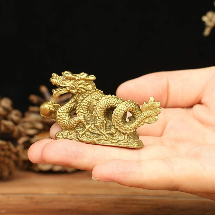 White Whale Fnegshui Handmade Brass Mini Magic Millennium Dragon Statue Office Table Decor Gift Collectible
