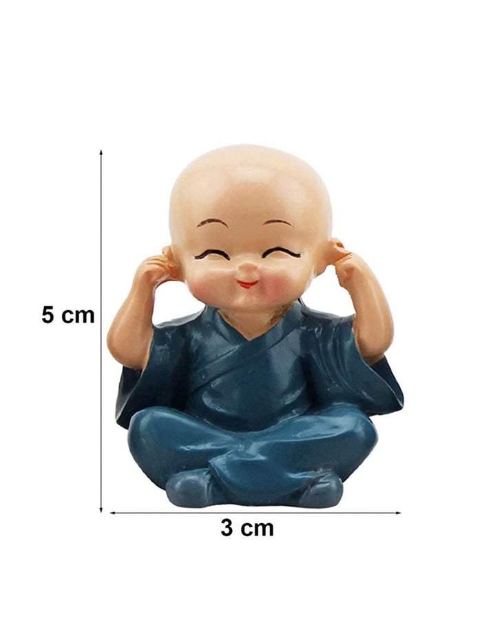 White Whale Resin Buddha Monk Statues, Small, Multicolour, Set of 4