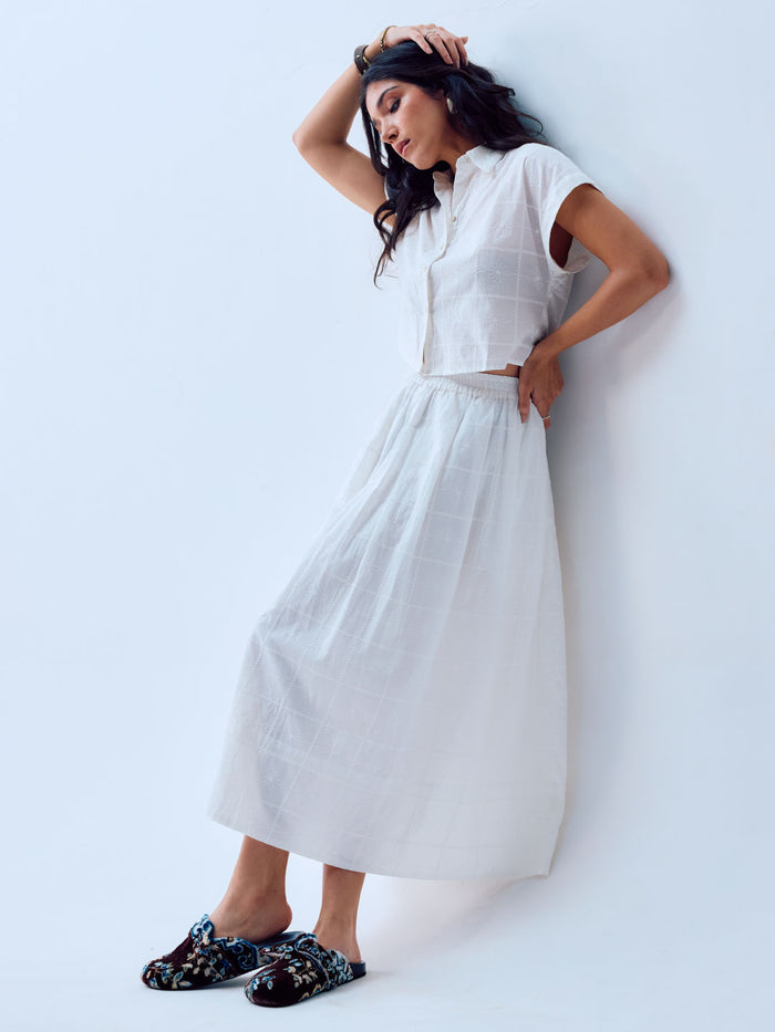 Women's 100% Cotton Regular Fit Skirt White