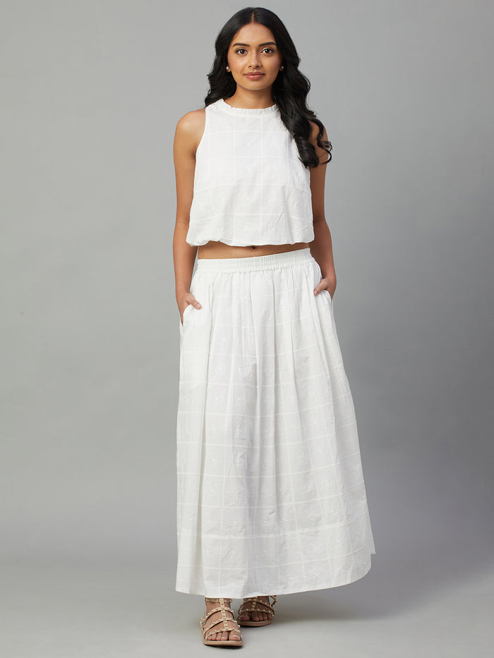 Women's 100% Cotton Regular Fit Skirt White