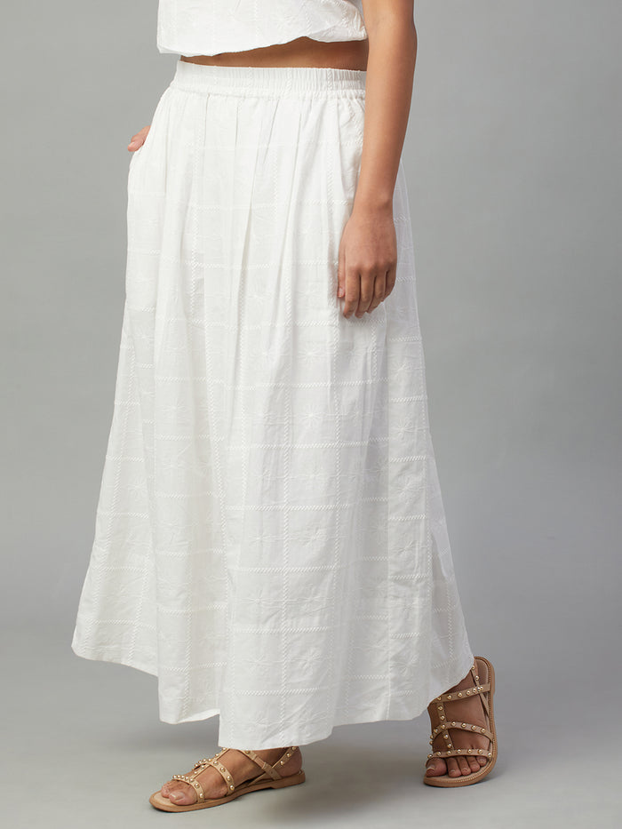 Women's 100% Cotton Regular Fit Skirt White