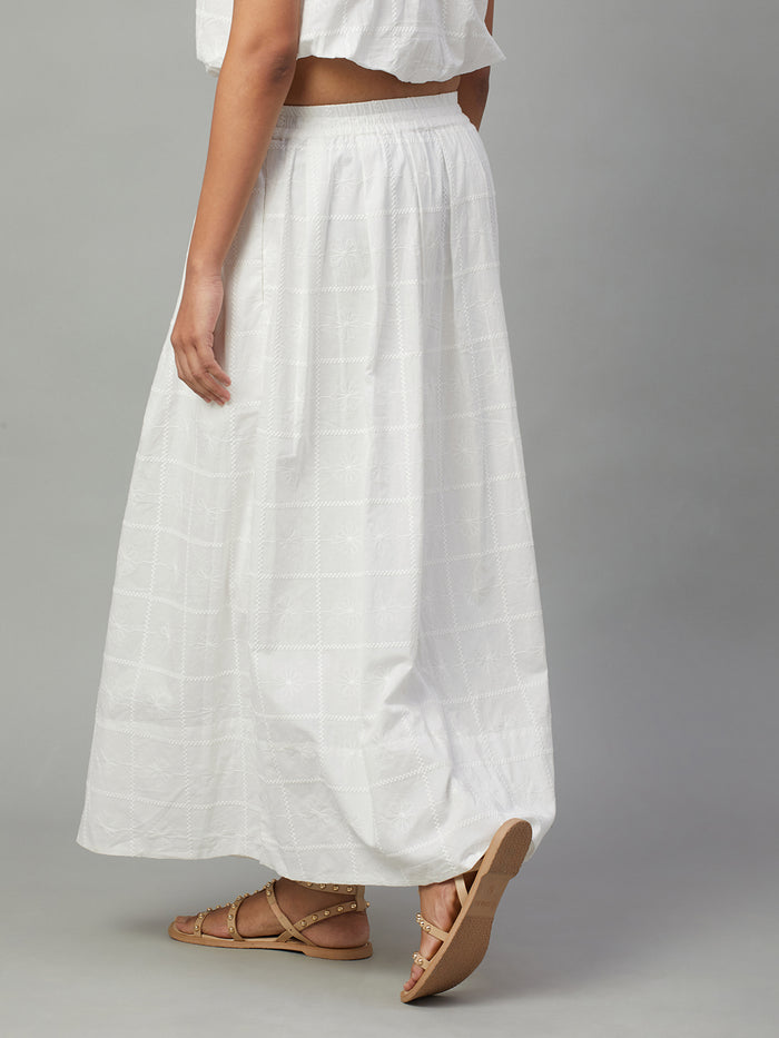 Women's 100% Cotton Regular Fit Skirt White
