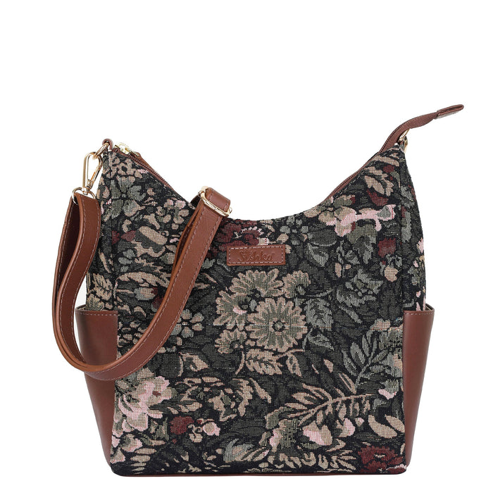 Women’s vintage tapestry hobo sling bag with leather trim for daily, office, travel, and everyday use