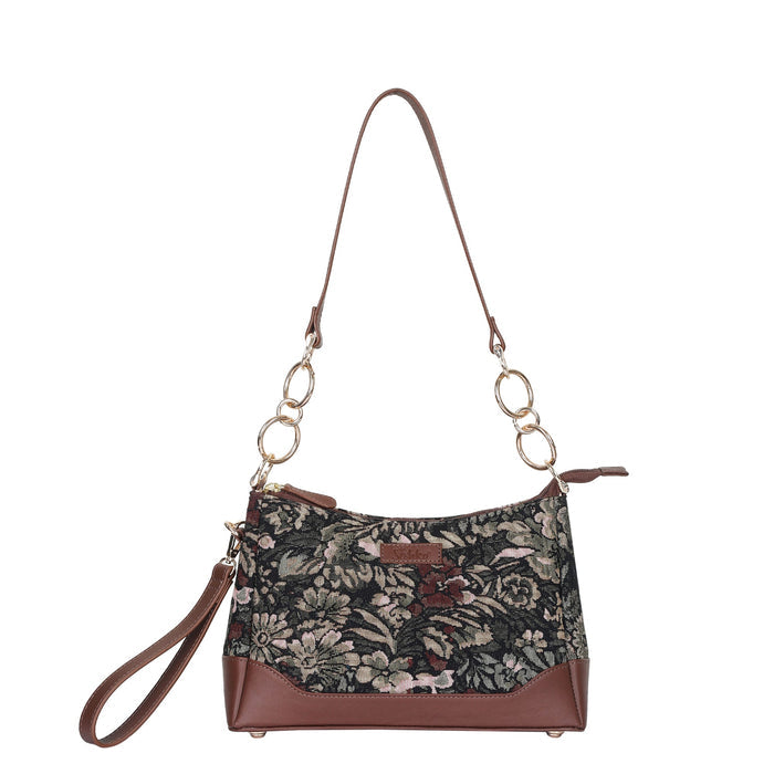 Women's Vintage Tapestry Chain Shoulder Bag with Leather Trim - Canada & USA