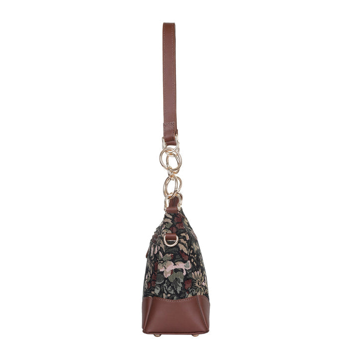 Women's Vintage Tapestry Chain Shoulder Bag with Leather Trim - Canada & USA-side view