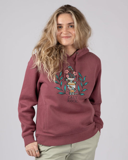 Yesterday's Youth Womens Pop Hoodie in Dark Pink