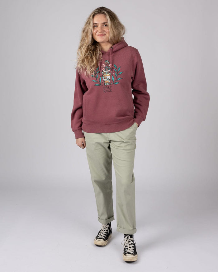 Yesterday's Youth Womens Pop Hoodie in Dark Pink