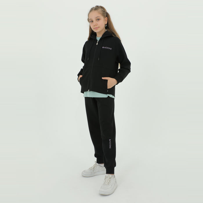 Zip-Up Hoodie Girls Jogger Set