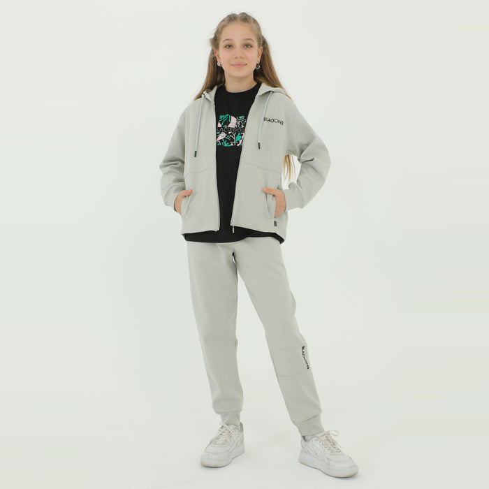 Zip-Up Hoodie Girls Jogger Set