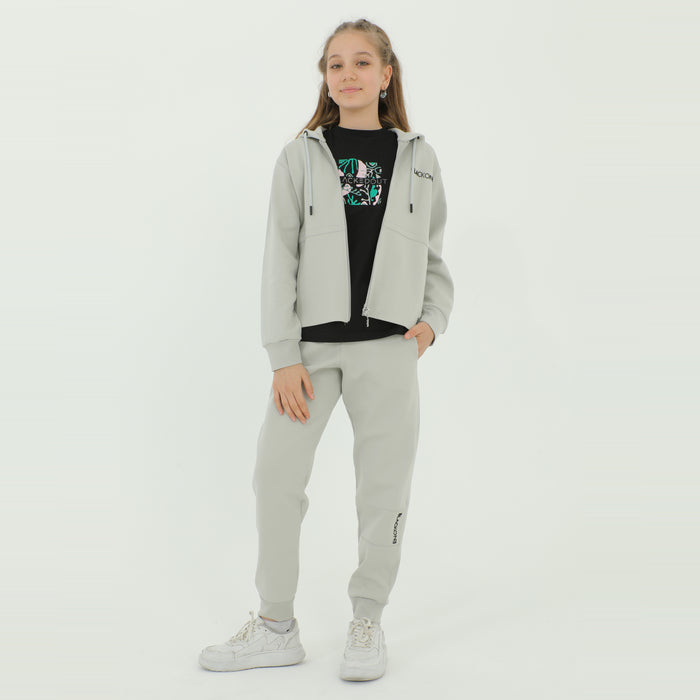Zip-Up Hoodie Girls Jogger Set